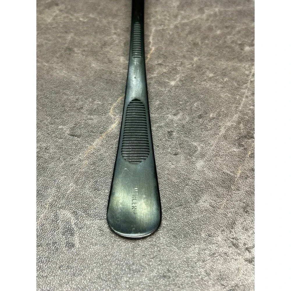 Mercer Culinary M35161 Perforated Plating Spoon Black Satin Stainless Steel 8 in
